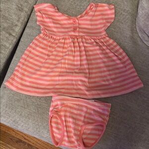 Hanna Andersson Coral and White Striped Baby Outfit